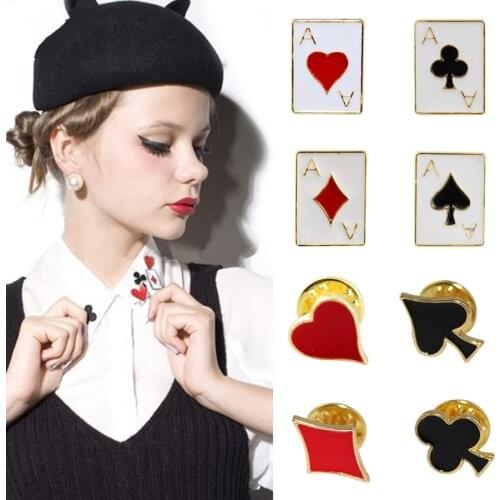 6-8 pcs 1 set Cartoon Brooch Set Poker Brooch Badges Metal Pin For Clothes Jeans Backpack hat Harajuku Poker Enamel Pins