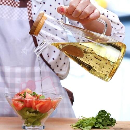 900Ml Transparent Glass Oil Bottle, with Handle Oil Bottle, Suitable for Kitchen Tools Soy Vinegar Sauce Container