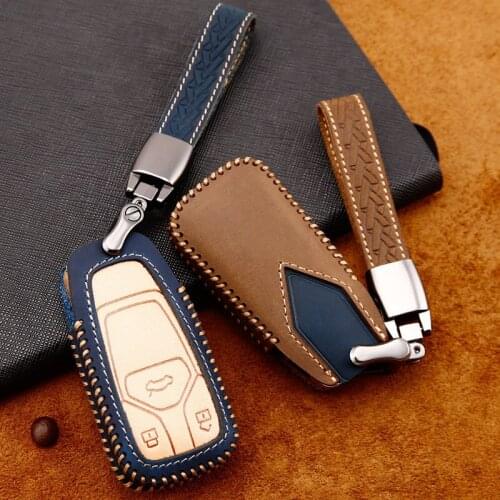 Car Handmade Leather Key Case Cover Key case For Audi A1 A3 A4 A5 Q7 A6 C5 C6 A4 A6 A3 Q5 Q3 Q7 Q8 A7 A8