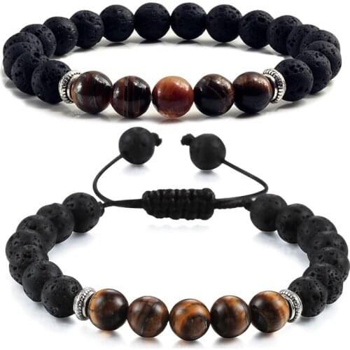 Healing Chakra Bracelet 8MM Natural Stone Tiger Eyes Bead Distance Bracelets Bangles For Men Women Charm Jewelry Friendship Gift