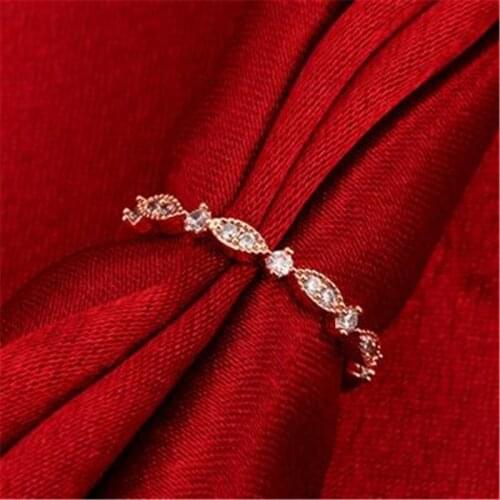 Rose Gold Wholesale Size 5/6/7/8 jewelry Women Ring White Cubic Zirconia Wedding Band Engagement Rings Party Gift