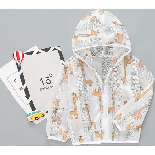 DIIMUU Summer Children Hooded Sun Protection Clothing Girls Outwear Jackets Boys Long Sleeve Air Conditioning Shirts 3-8 Years