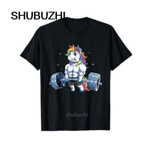 Unicorn Weightlifting T-Shirt Fitness Gym Deadlift Rainbow us Mens trend shubuzhi Cartoon t shirt men Fashion tshirt sbz8399