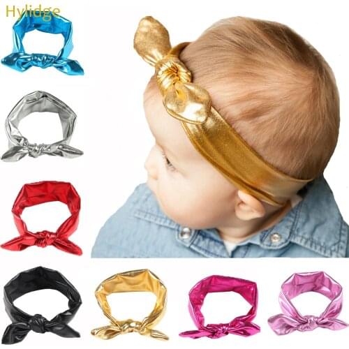Hylidge Fashion Baby Bronzing Rabbit Ears Hair Band Knotted Hair Band Soft Elastic Infant Toddler Headband