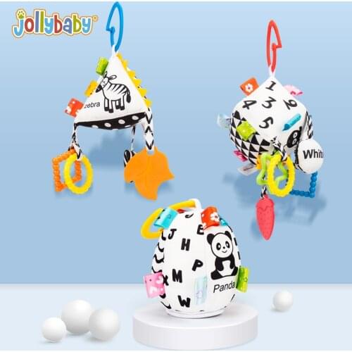 Jollybaby Activity Soft Toy Plush Hanging Baby Rattle Toy Sets Teether Rattle Toy with Multi-functional Plush Geometry