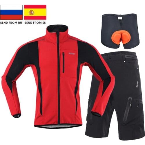 Fleece Thermal Cycling Jacket Set Bicycle Clothing Breathable Quick Dry Men Shorts Bike Padded Shorts 7 Colors Cycling Jacket