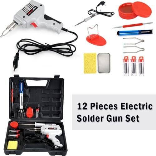 100W Soldering Gun Kit Heat-resistant ABS Hand Welding Tool Copper Core Quick Heating Electrical Soldering Iron Set Rework Stati
