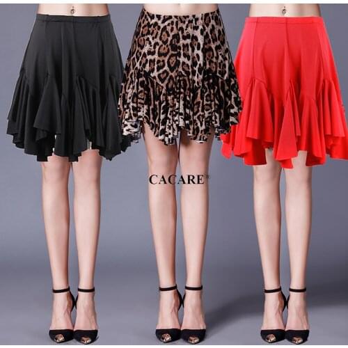 Latin Dance Skirt Costumes Women Salsa Tango Flapper CHEAPEST D0279 Black Leopard Red Colors Choices Big Irregular Hem
