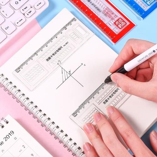 Multi-functional Plastic Straight Ruler Transparent Measuring Tool Painting Rulers Students Card Exam for Examination Stationery