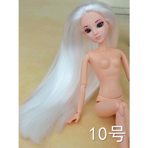 Fashion White Super Long Hair 1/6 Doll Head + 12 Joints Moveable BJD Doll Body For 11.5" Dollhouse Children Gifts