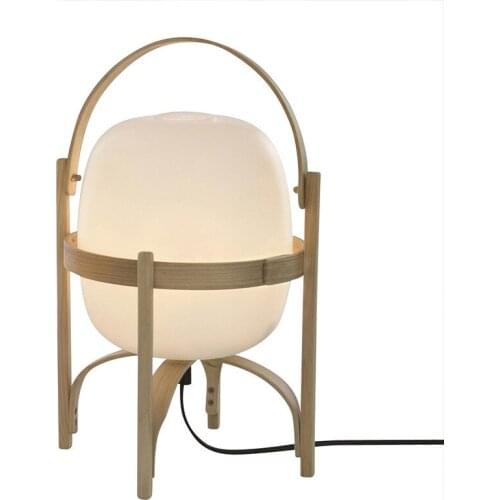 Natural Wood Glass Table lamp Bedroom Bedside Lamp E27 LED Standing Lamp Light for Living Room Study Tabletop Lighting