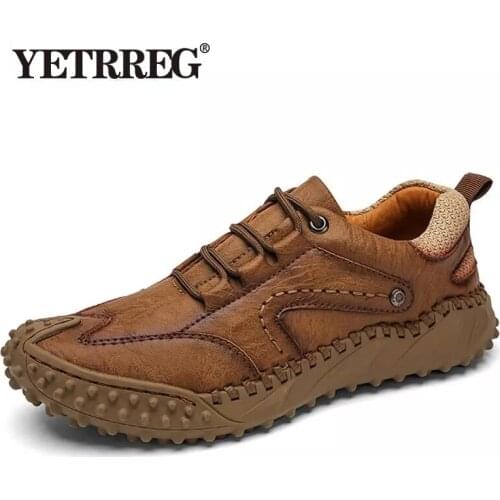 2021 New Mens Soft Leather Casual Shoes Fashion Driving Shoes Classic Lace-Up Flats Comfortable Loafers Moccasins Size 38-46
