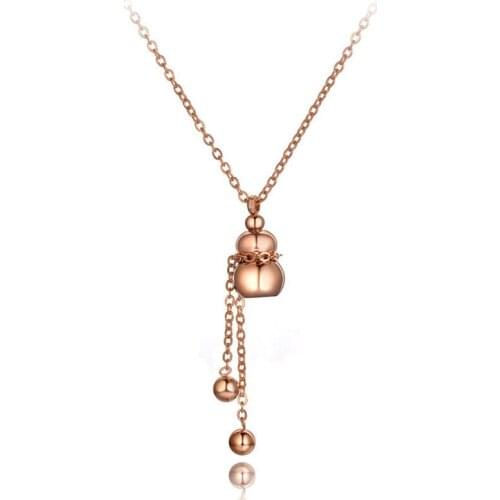 Titanium Stainless Steel Chinese National Style Blessing Gourd Charm Pendant Necklace For Women Choker Necklace N19211