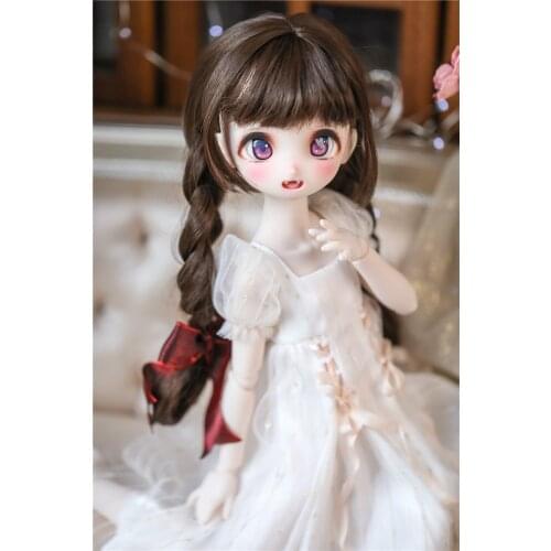 BJD doll wig is suitable for 1/3 and 1/4 size brown high temperature silk braid small twist wig doll accessories