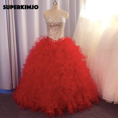 Real picture prom dresses 2020 sweetheart neckline rhinestone ball gown ruffle beaded evening dresses arabic formal dresses