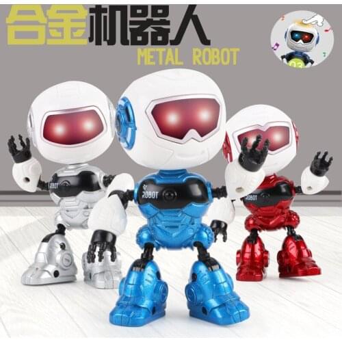 Alloy robot touch sensing music light changing shape robot parent-child interactive toy children birthday gift