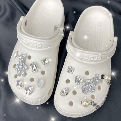 Luxury Shoes Charms for Croc DIY Shiny Gemstone Clogs Shoes Accesorios Rhinestone Cute Croc Shoes Buckle Decorative Elegant