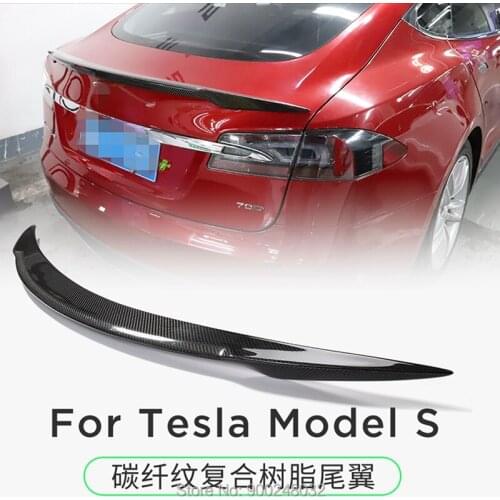 For Tesla Model S 2015-2017 Rear Wing Spoiler Carbon Spoiler Wing Trunk Lip Boot Cover Car Styling