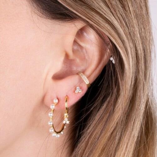 Fresh sea pearl ball beads circle Hoop earring for women Gold filled Elegance stunning women jewelry