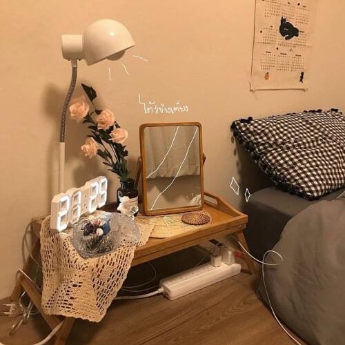 Korean Style Simple Log Makeup Mirror Home Decoration Pendulum Props Desktop Foldable Pen Makeup Mirror