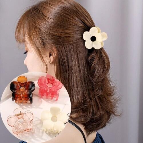 2021 Women Claw Clip Flower Shape Hair Clips for Hair Colorful Solid Color Girls Hair Barrettes Hair Accessories Hair Ornaments