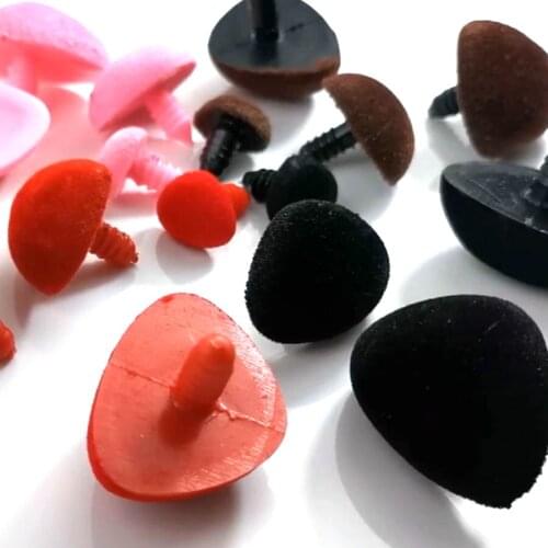 100PCS Pink Red Black Brown Multicolor Flocking Triangular Safety Toy Triangle Velvet Nose Animal for Bear Puppet Dolls Toys