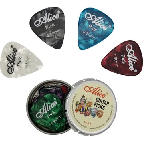 12 Guitar Picks + 1 Metal Box Alice Accessories Acoustic Electric Mediator Guitarra Violao Plectrum