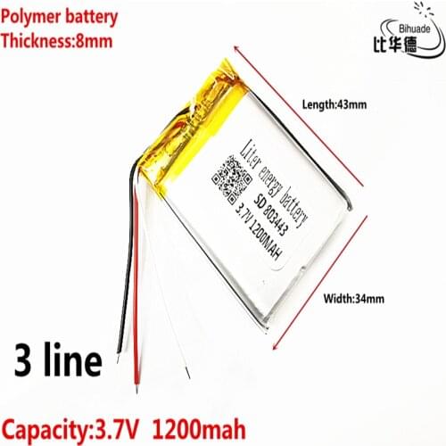 3 line Liter energy battery 3.7V lithium battery early 803443 1200mAh headlight GPS navigator general polymer batteries