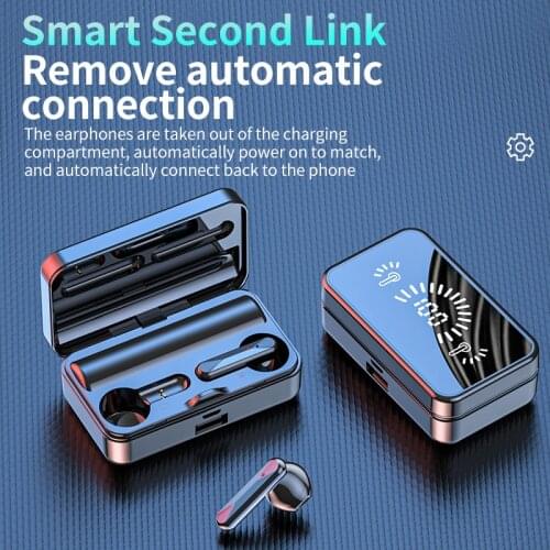 5.2 Wireless Bluetooth Headset Mirror Charging Compartment Touch Portable Stereo Waterproof Earbud Headphone With Microphone