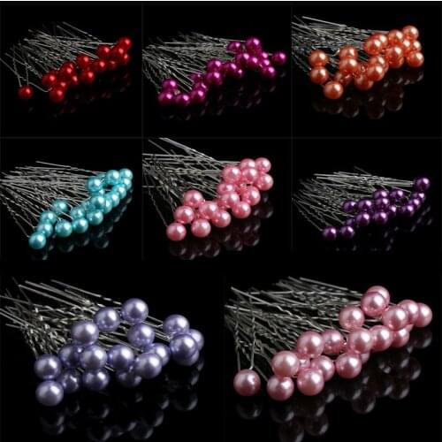 6pcs/Lot U shape Pink Pearl Hair Clips Set Colorful Hairpins For Women Hair Clip Headpiece Wedding Bridal Hair Accessories