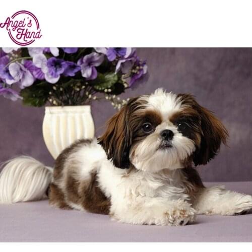 5D DIY Diamond Embroidery cute small dog Diamond Painting Cross Stitch full Square Rhinestone Mosaic home decoration gift