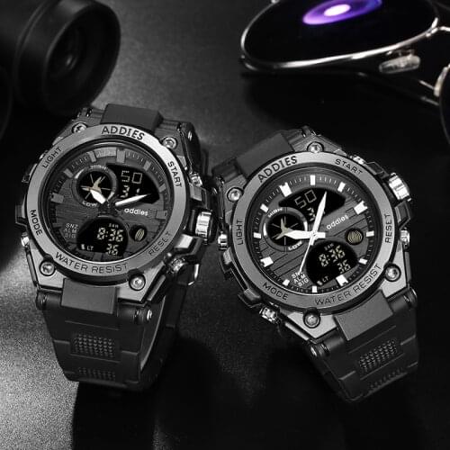 ADDIESDIVE Digital Watches 30M Water Resistant LED Sport Mens Luxury Fashion Wristwatch with Black Steel Band Fit for Swimming