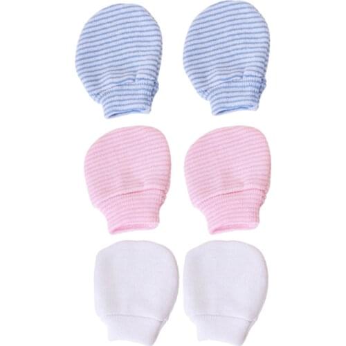 D0AF 3 Pair/set Simple Cute Baby Knitting Mitten Newborn Anti-eat Hand Anti-Grab Face Protect Glove Baby Mitten