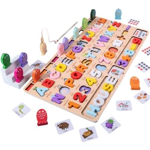 Baby Busy Board Matching Games Puzzle Toys Digital Arithmetic Alphabet Spelling Fishing Games Montessori Educational Wooden Toys