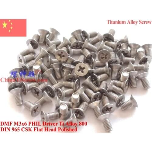 DIN 965 Titanium Alloy screw M3x6 M3x8 M3x10 M3x12 M3x14 for Mini Drones Flat Head PHIL Driver Polished 12 pcs
