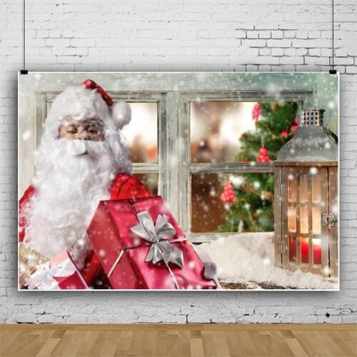 Winter Christmas Window Santa Claus Baby Party Photography Background Customized Photographic Backdrops For Photo Studio