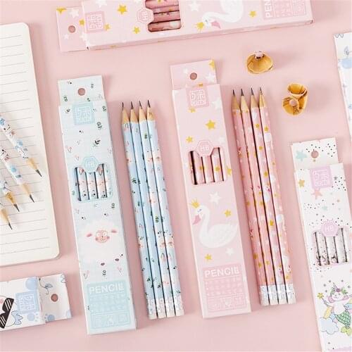 10pcs Cute Cartoon Pencils with Earsers HB Lead Painting Drawing Pencil for School Students Writing Stationery School Supplies