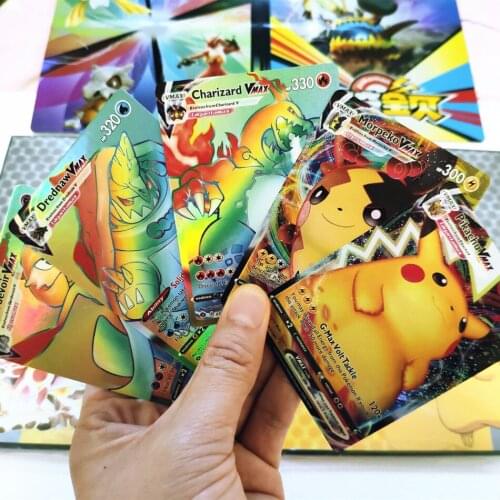 60 Pcs Pokemon Cards English Anime Figure Kids Toys Pokemon Figures Board Games Mega Super Evolution GX Tag Team Flash Card Vmax