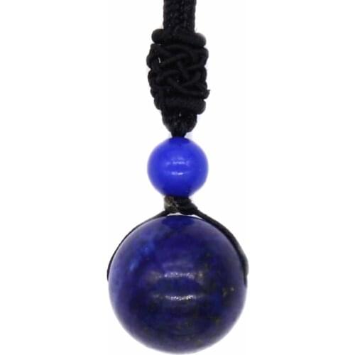 Kraft-beads Lapis Lazuli Round Beads Pendant Handmade Weave Black Rope Chain Necklace Fashion Jewelry