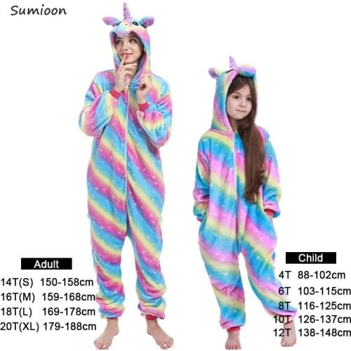 Kigurumi Pajama Unicorn Onesies For Women Men Winter Sleepwear Animal Uniocnrio Costumes Adults Kugurumi Panda Pyjamas