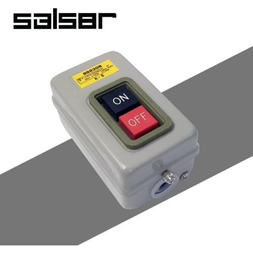Push Button Switch with Box BS230B3 ON-OFF Cutting Machine Use Three-phase Latching Power Control 380V/220V 3.7kw/7.5kw