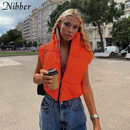 Nibber Solid Jacket For Women Hipster Zipper Autumn Winter Reversible Wear Sleeveless Vest Casual Streetwear Female Clothing