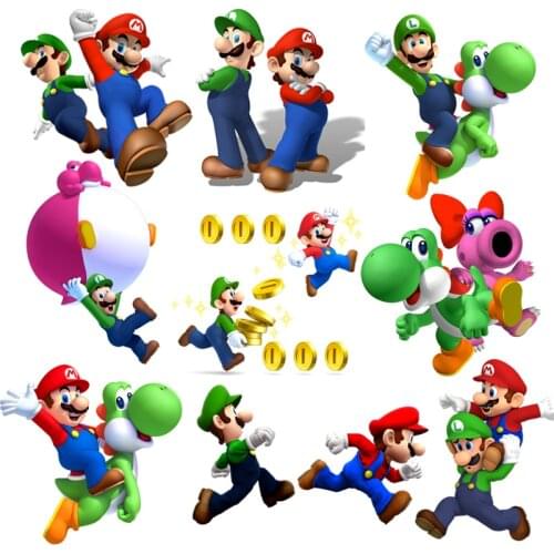 Super Mary Mario Cartoons Mario Patch clothes lovely game DIY T-shirt Ironing patch Heat transfer sticker washable applique