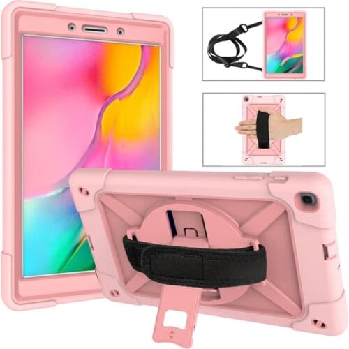 New 2019 Case for Samsung Galaxy Tab A8.0 SM-T290, 360 Rotatable Kickstand Duty Rugged FullBody Hybrid Cover Built-in Hand Strap