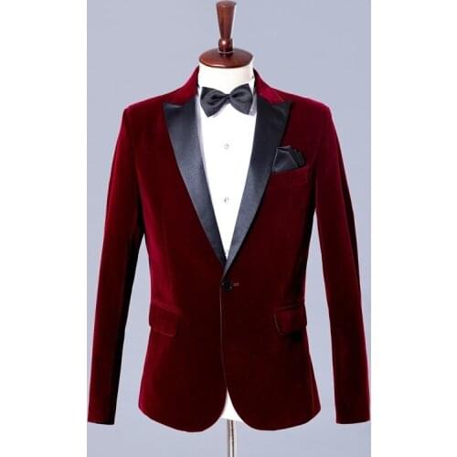 2020 New Elegant Male Casual Groom Tuxedo Suit Wedding Dress Mens Business Suit Wine Red Blue Lapel Clothes 2 Piece Jacket Pants