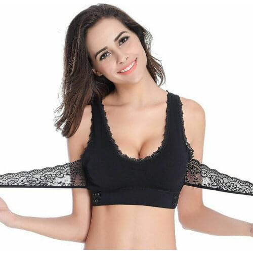New Brand Sexy Ladies Bra Lingerie Lace Floral Bralette Seamless Magic Wireless Lift Bra Front Cross Side Buckle Bras Underwear