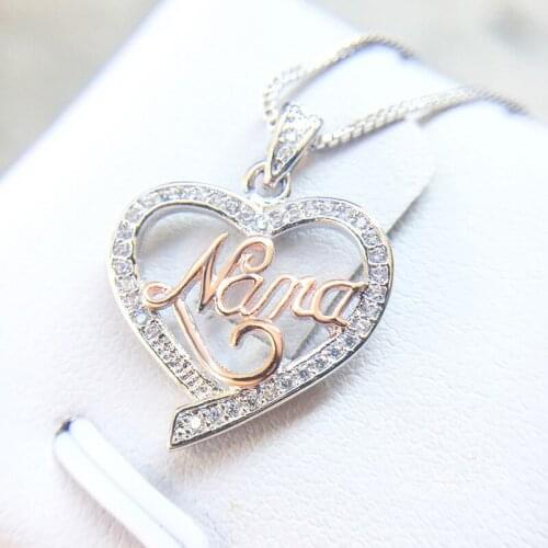 Sure Silver Color Love Heart Pendant with box Charm AAA Zircon Genuine Necklace for Women mothers gift