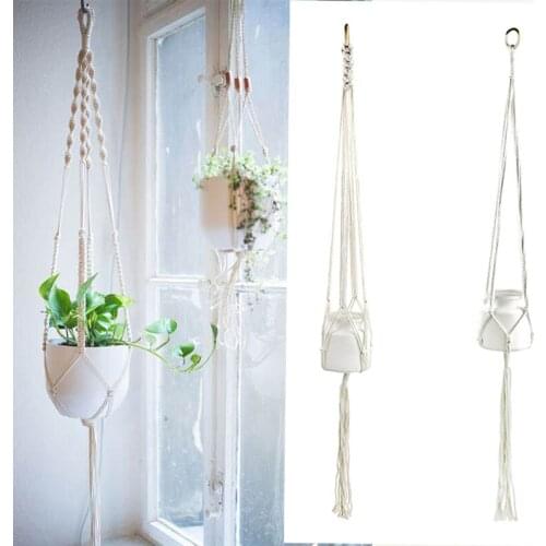 Handmade Hanging Baskets Holder Flowerpot Net Knotted Rope Plant Holder Basket Vintage Home Garden Decoration