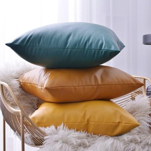 PU Leather Cushion Cover Decorative Pillows Throw Pillow Case Soft Solid Colors Luxury Home Decor Living Room Sofa Seat Coffee