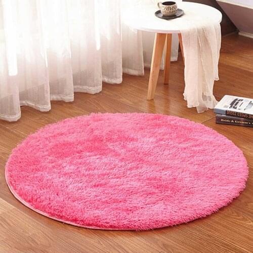 Fluffy Round Carpet Pink Non-Slip Warm Bedroom Mat Unique Door Floor Carpet Faux Fur Cozy Home Textile Hotel Shop Decor